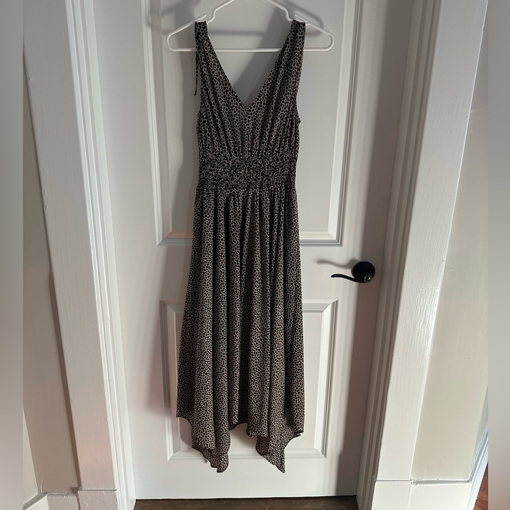 Banana Republic Ruched Waist Leopard Print Dress